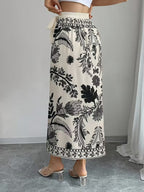Women's Floral Print Wrap Tie Skirt, Vacation Style