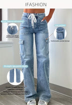 Women's Leisure Straight-Leg Jeans with Laces