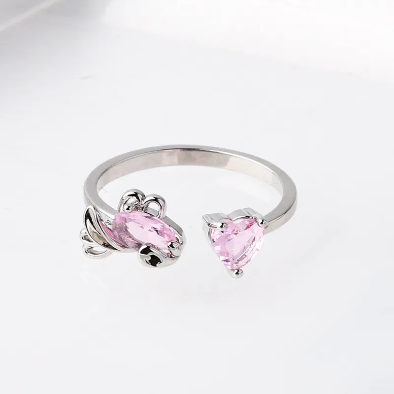 Gold-Plated Adjustable Crystal Open Ring