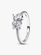 Stitch ring with dual color ripple crown and zircon detail