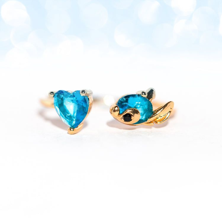 Gold-Plated Adjustable Crystal Open Ring
