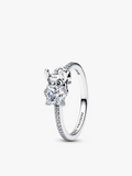 Stitch ring in 925 sterling silver with zircon crown design
