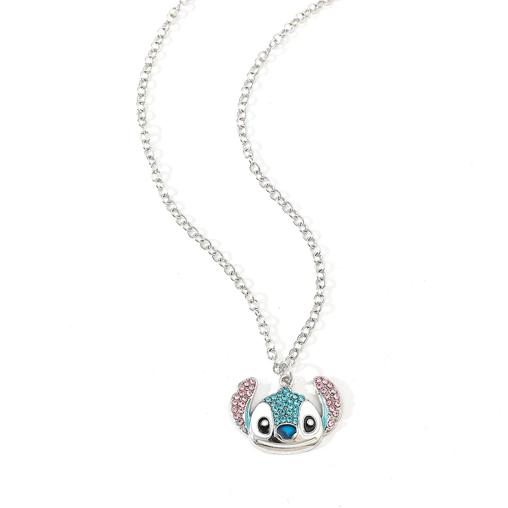 Cute Blue Cartoon Kawaii Crystal Pendant Necklace